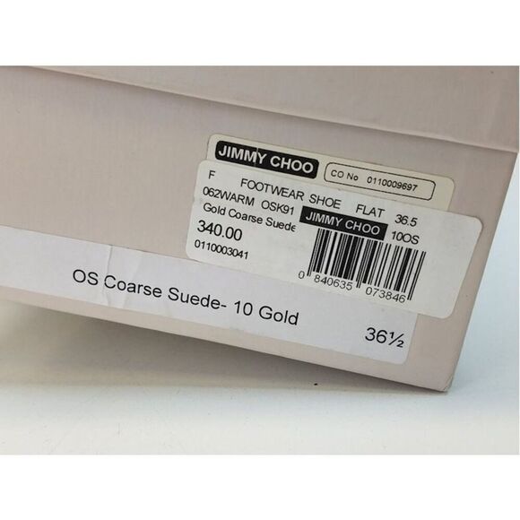 JIMMY CHOO 6.5 Metallic Gold Coarse Suede Loafers Shoes - Picture 8 of 8